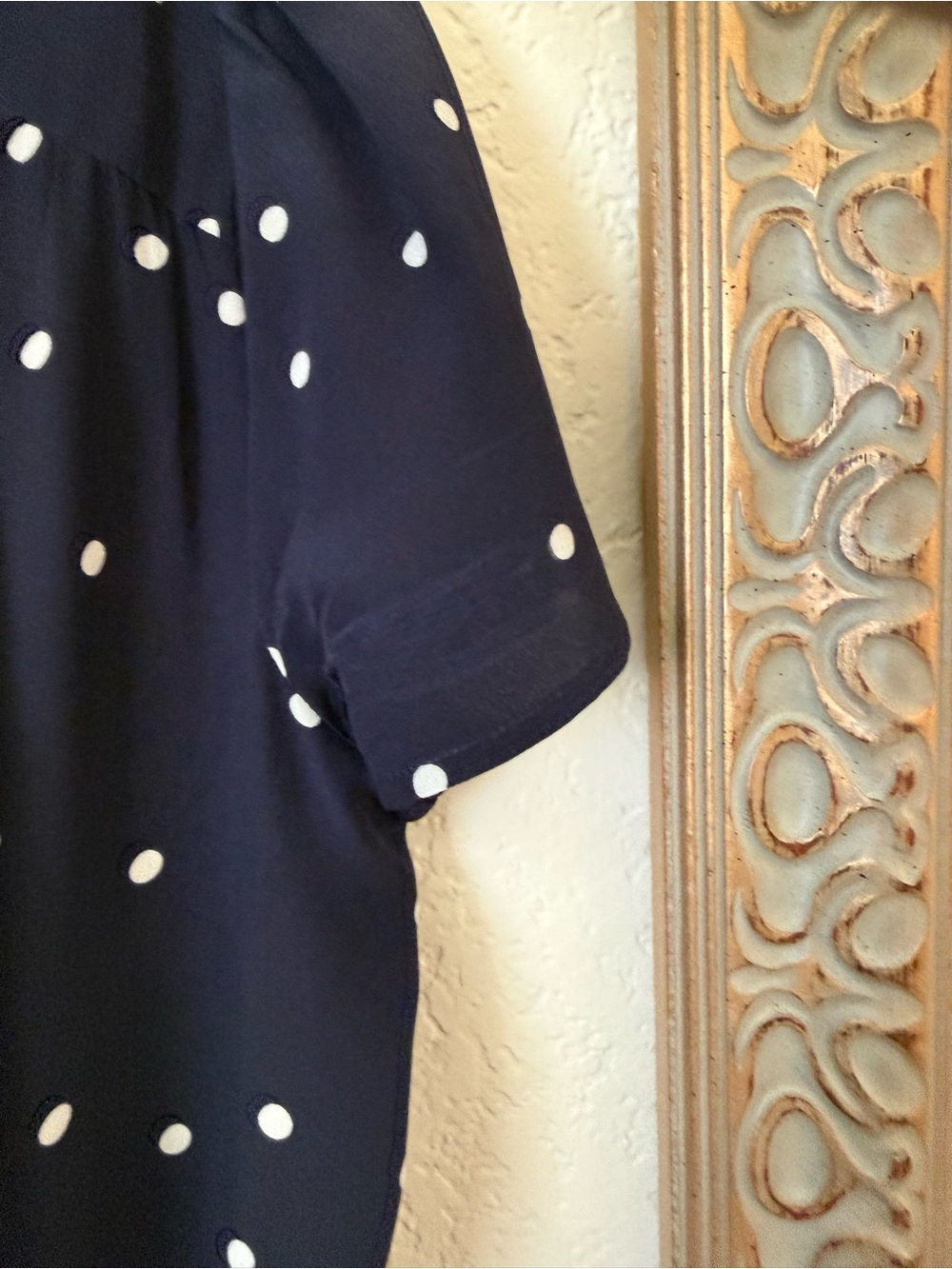Sezane Anastasia Silk Wrap Dress Navy and White Polka Dot Mini Dress 38 - Picture 12 of 14